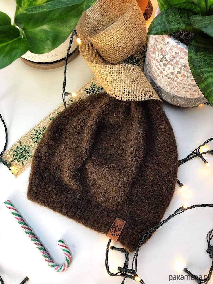 czapki damskie Lekka czapka z wełny alpaki mokka ciemny brąz 8
