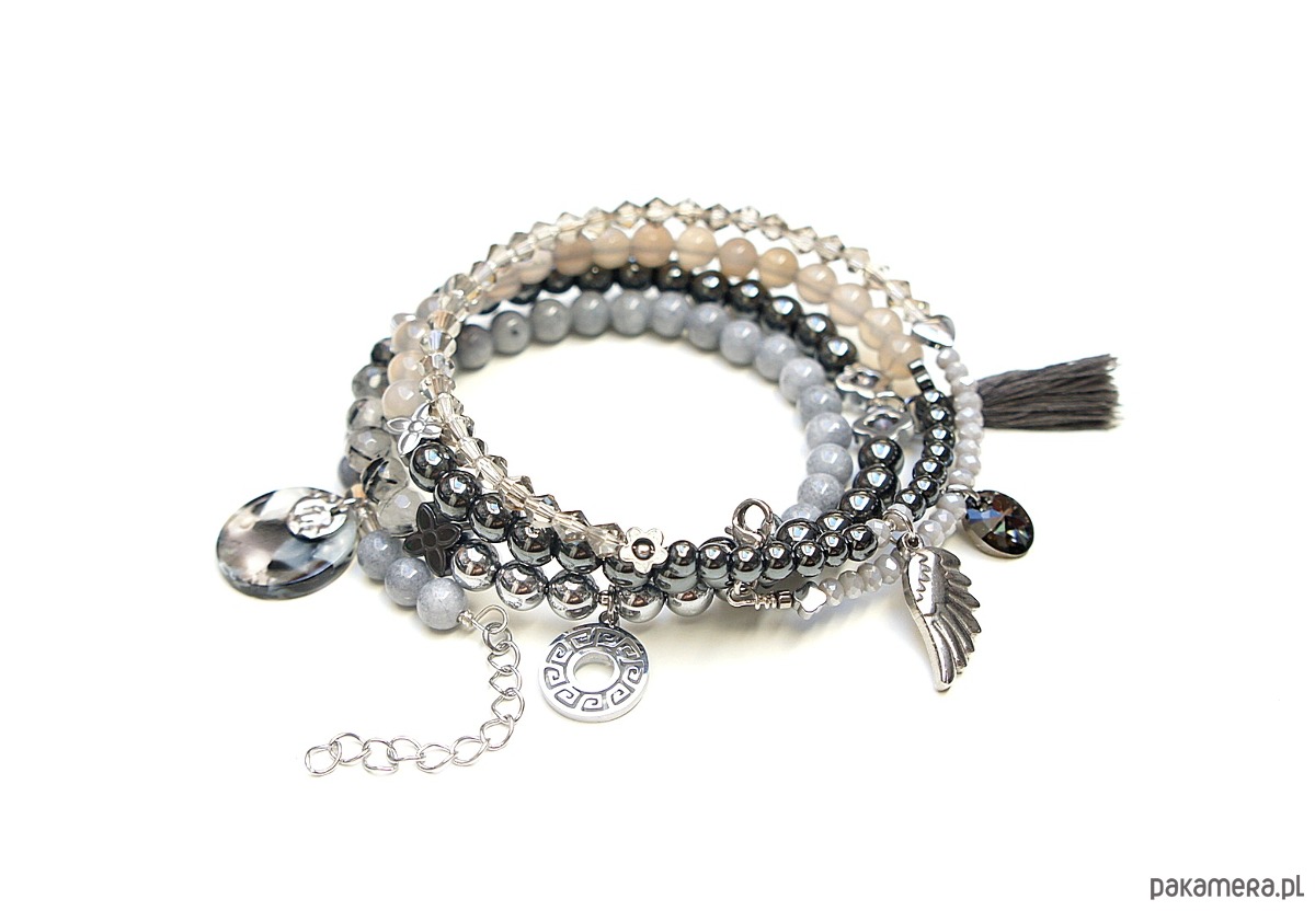 bransoletki z kamieni naturalnych Alloys  Collection  WRAPPED /steel and graphite vol. 2/ 25.10.24 - bransoletka 2