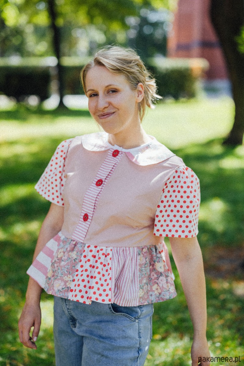 koszule męskie Koszula patchworkowa czerwona 2