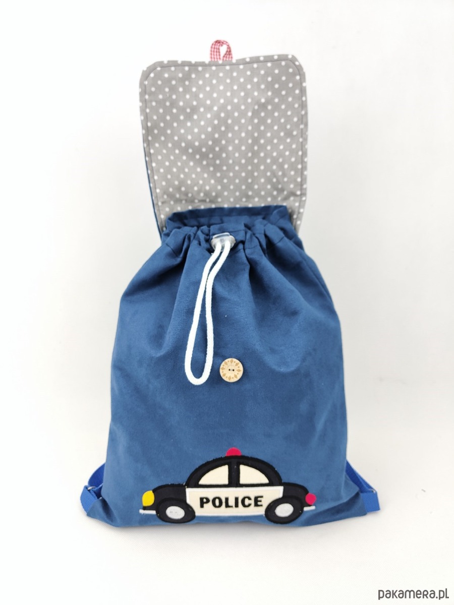 torebki, worki i plecaki dziecięce Prezent dla chłopca - plecak z radiowozem i imieniem 2