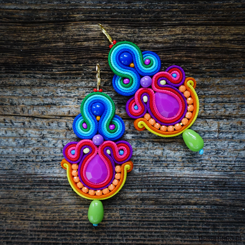kolczyki soutache Bardzo kolorowe kolczyki soutache 2