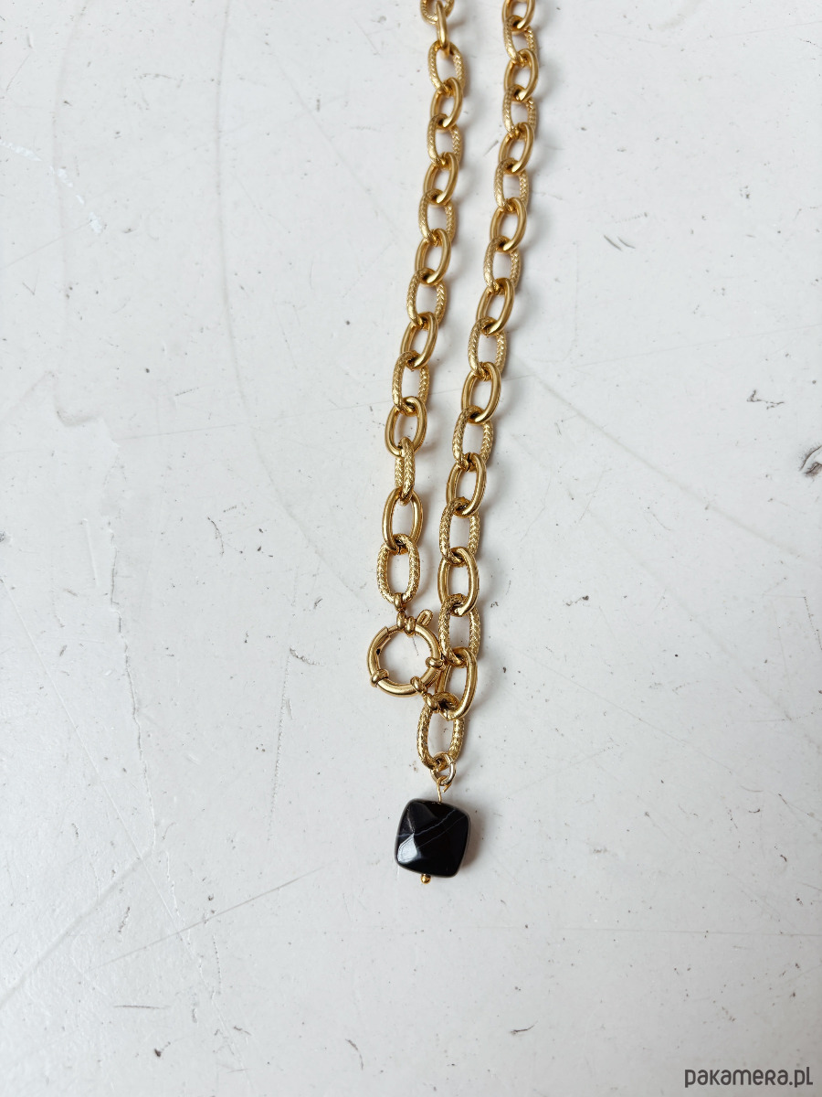 złote naszyjniki Naszyjnik łańcuszek Agat Czarny 3