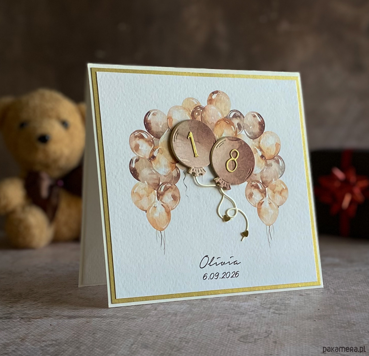 kartki scrapbooking Kartka na 18 urodziny z pudełkiem i kopertą, BH 20B 1