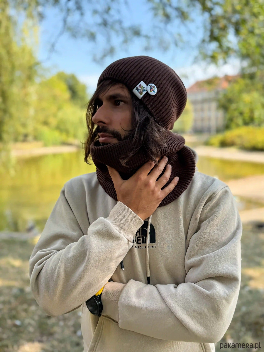 czapki i kapelusze męskie Męska luźna czapka z bawełny logo kolorowe Brąz 4