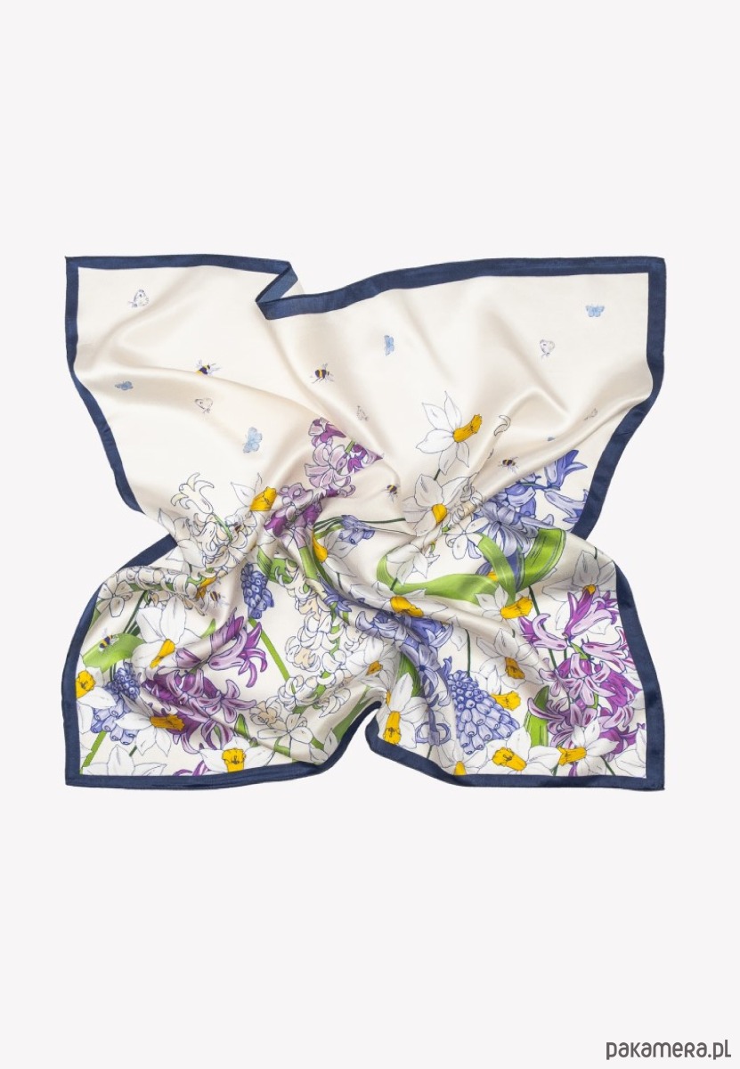 apaszki Jedwabna apaszka z motywem kwiatów 70x70 cm 2