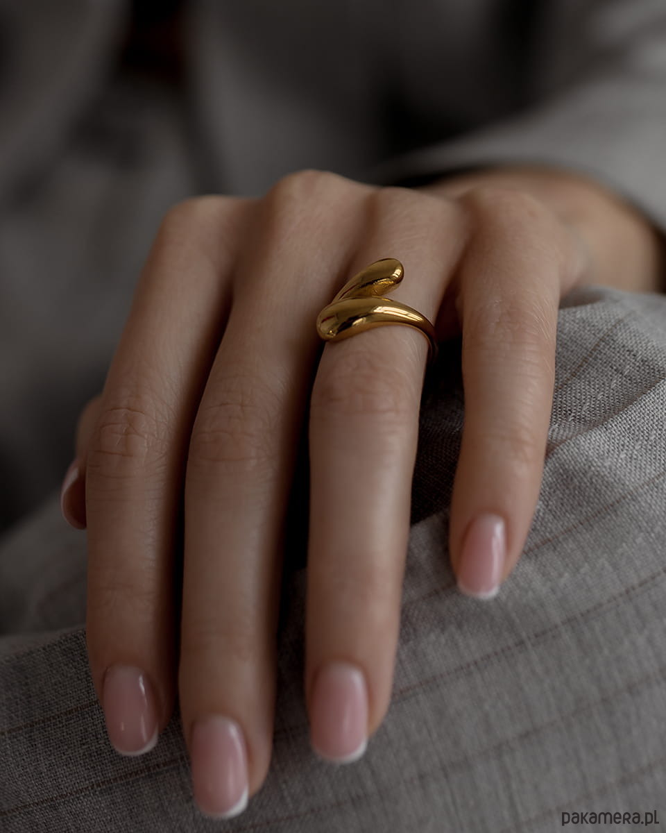 pierścionki złote Regulowany złoty modny pierścionek ze stali chirurgicznej pozłacanej 18k 3