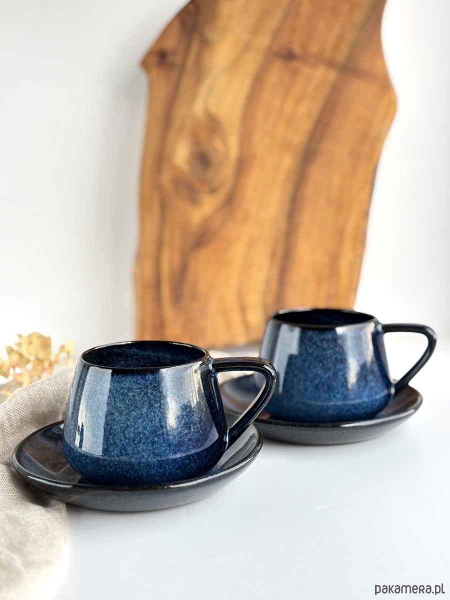filiżanki Zestaw dla dwojga - Filiżanka Beczułka ze spodkiem 250 ml - Nocne Niebo 2