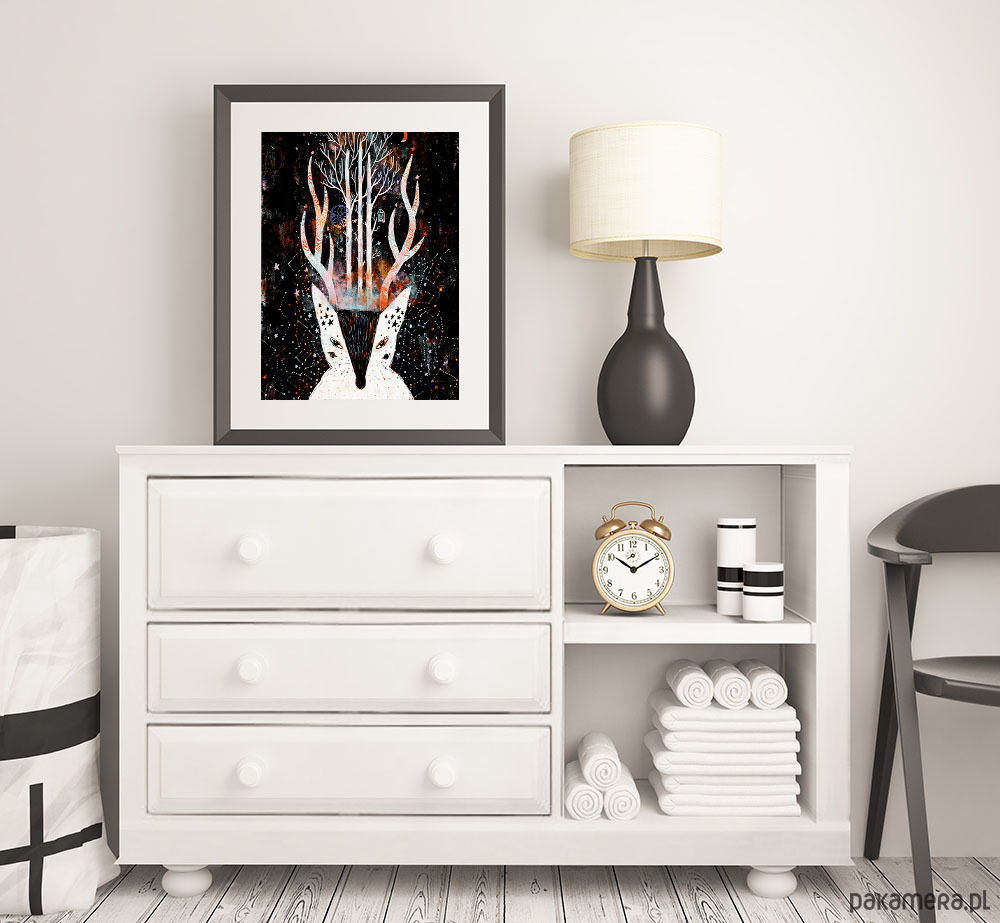 plakaty Plakat z magicznym niebem i wilkiem magia bajka 2