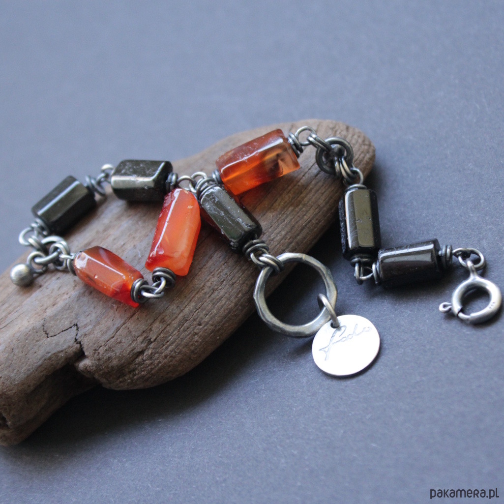 bransoletki z kamieni naturalnych Bransoletka Ognisty Karneol z Turmlinem 3