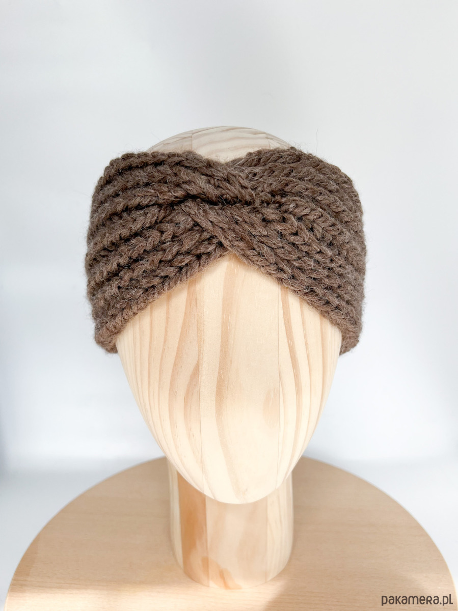 opaski do włosów Brązowa opaska z wełny merino i alpaki 1