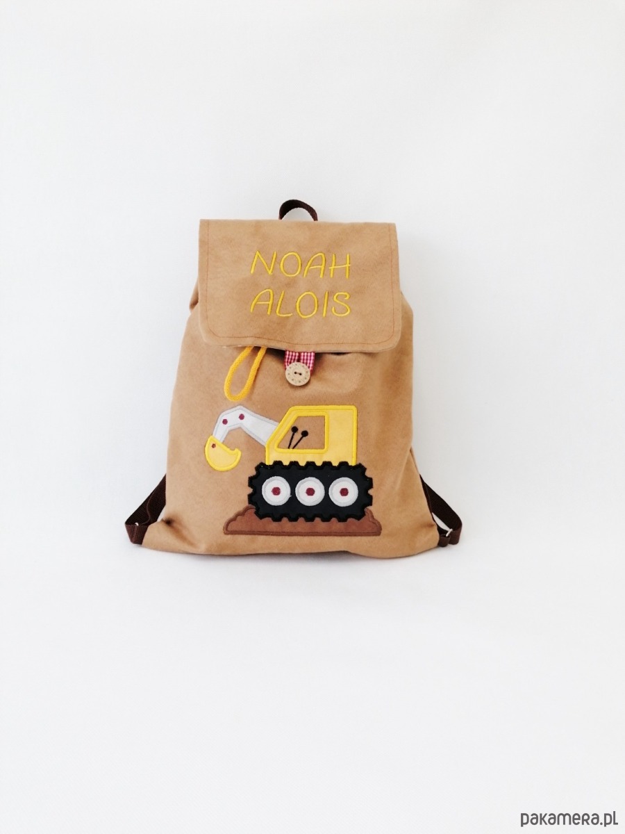 torebki, worki i plecaki dziecięce Personalizowany prezent dla chłopca - plecak z koparką 4