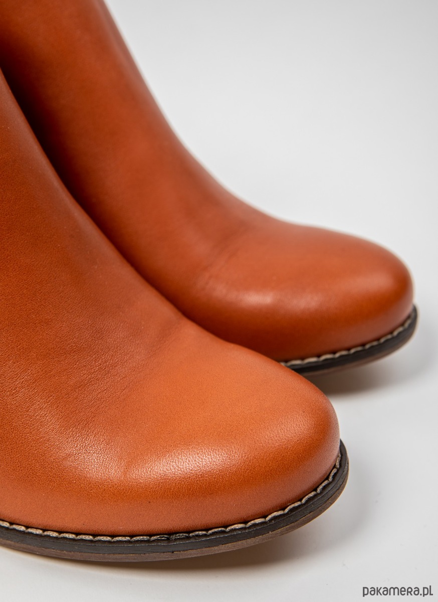 botki damskie SKÓRZANE BOTKI DO KOSTKI ZAPATO 501 BRĄZ 4