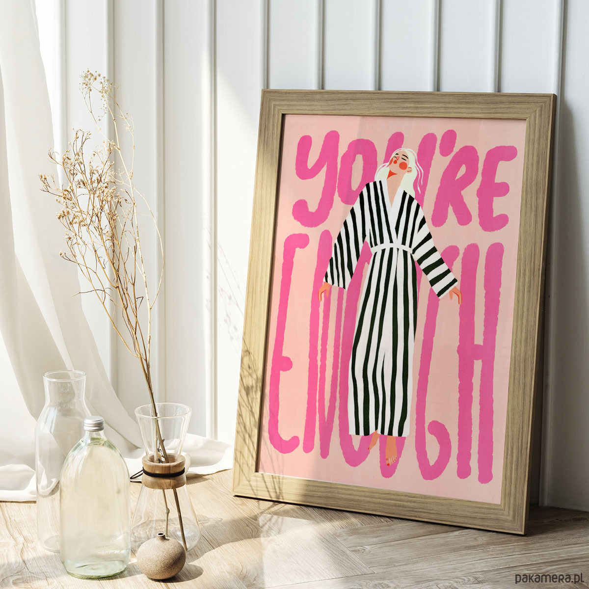 plakaty Jesteś wystarczająca - plakat/ilustracja dziewczyna róż 5