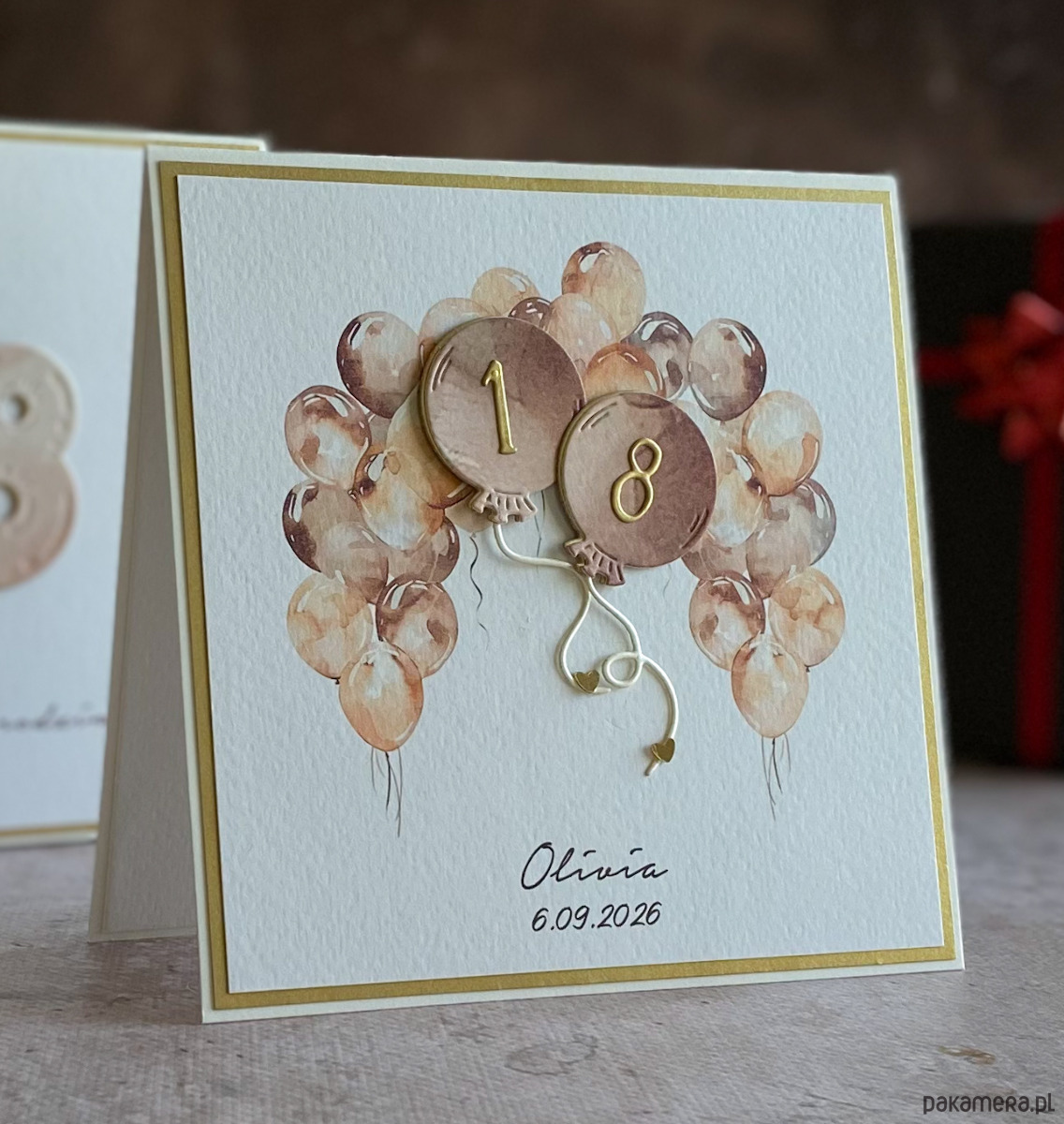 kartki scrapbooking Kartka na 18 urodziny z pudełkiem i kopertą, BH 20B 1