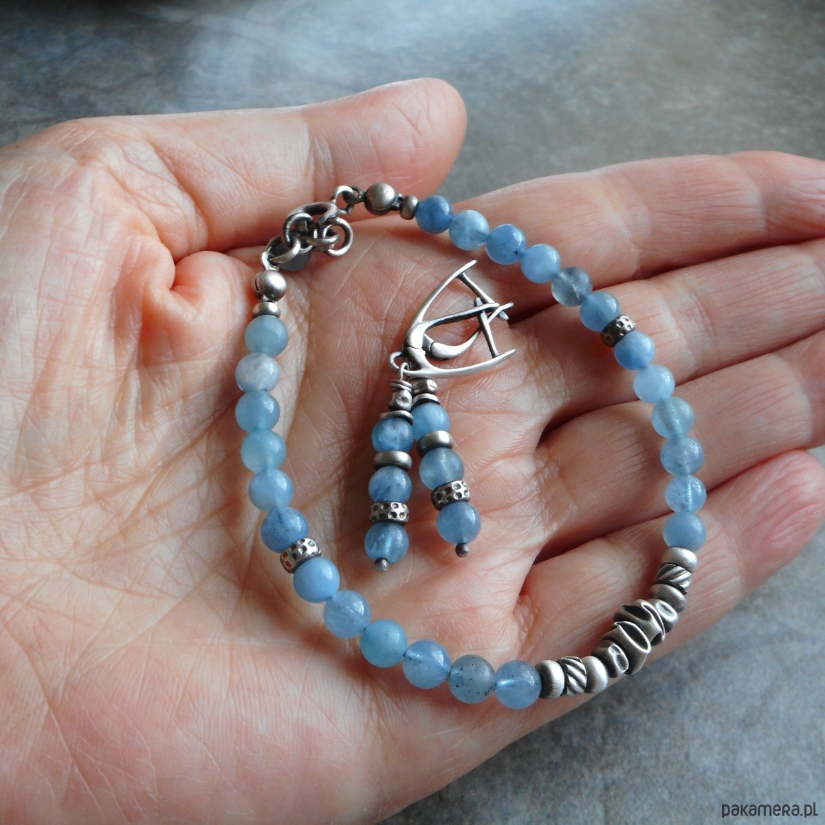 bransoletki srebrne Błękitna bransoletka srebro 925 2