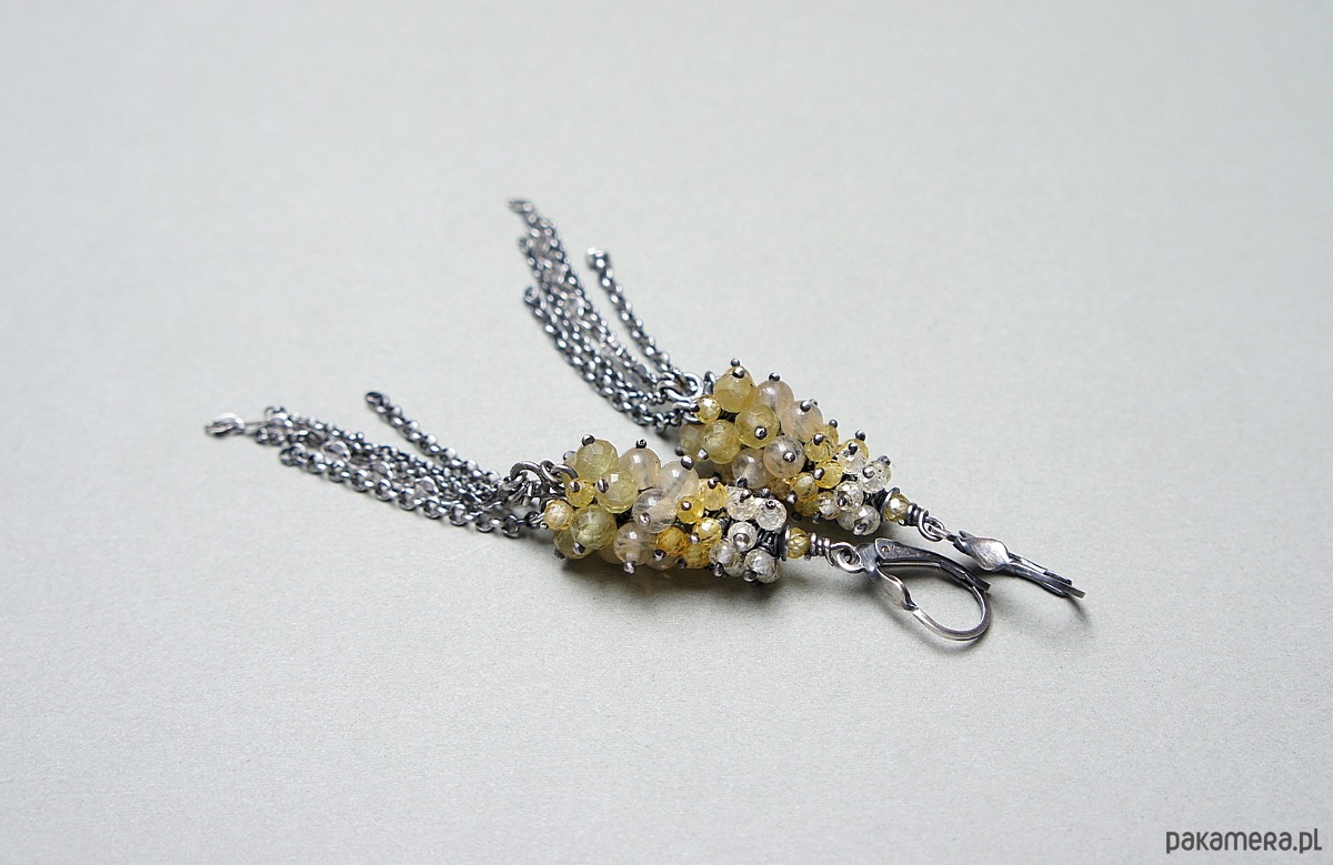 kolczyki z kamieniami Złote kłosy /gronka/ - kolczyki 4