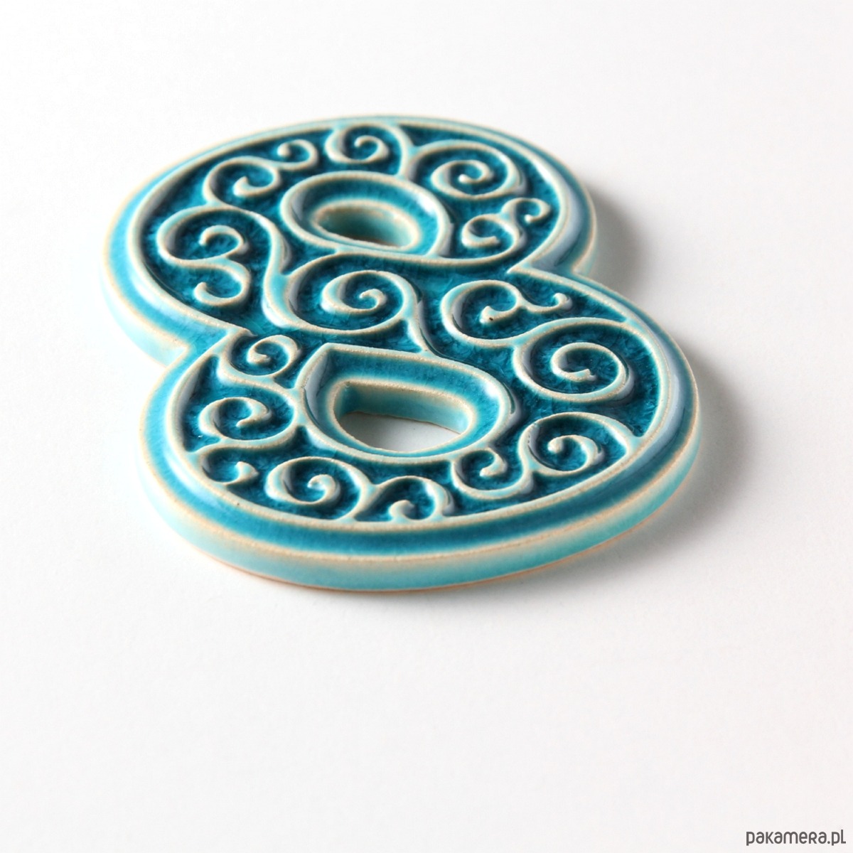 napisy dekoracyjne i tabliczki Numer mieszkania - ceramiczna cyfra 8 turkusowa, wys.8 cm 1