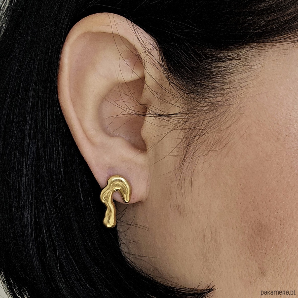 kolczyki pozłacane Asymetryczne organiczne kolczyki pozłacane  SMUGI 2