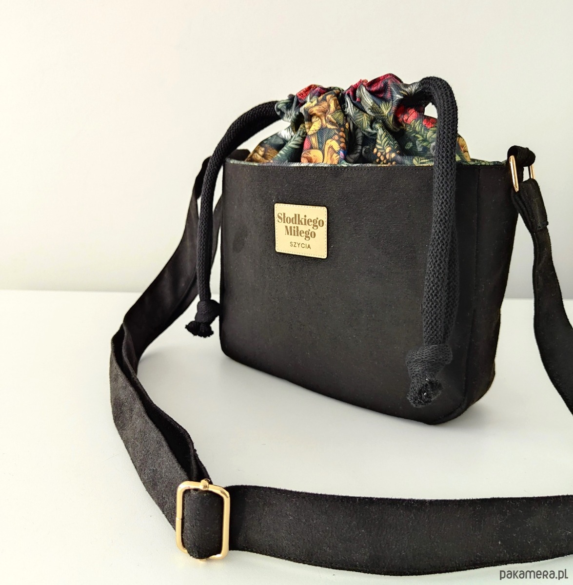 torby na ramię Torebka SOFIA Vintage Forest - mała czarna torebka z kominem z nubuku 2