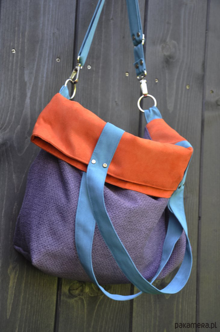 torby na ramię Torba na ramię-color block-fiolet,pom.,turkus 2