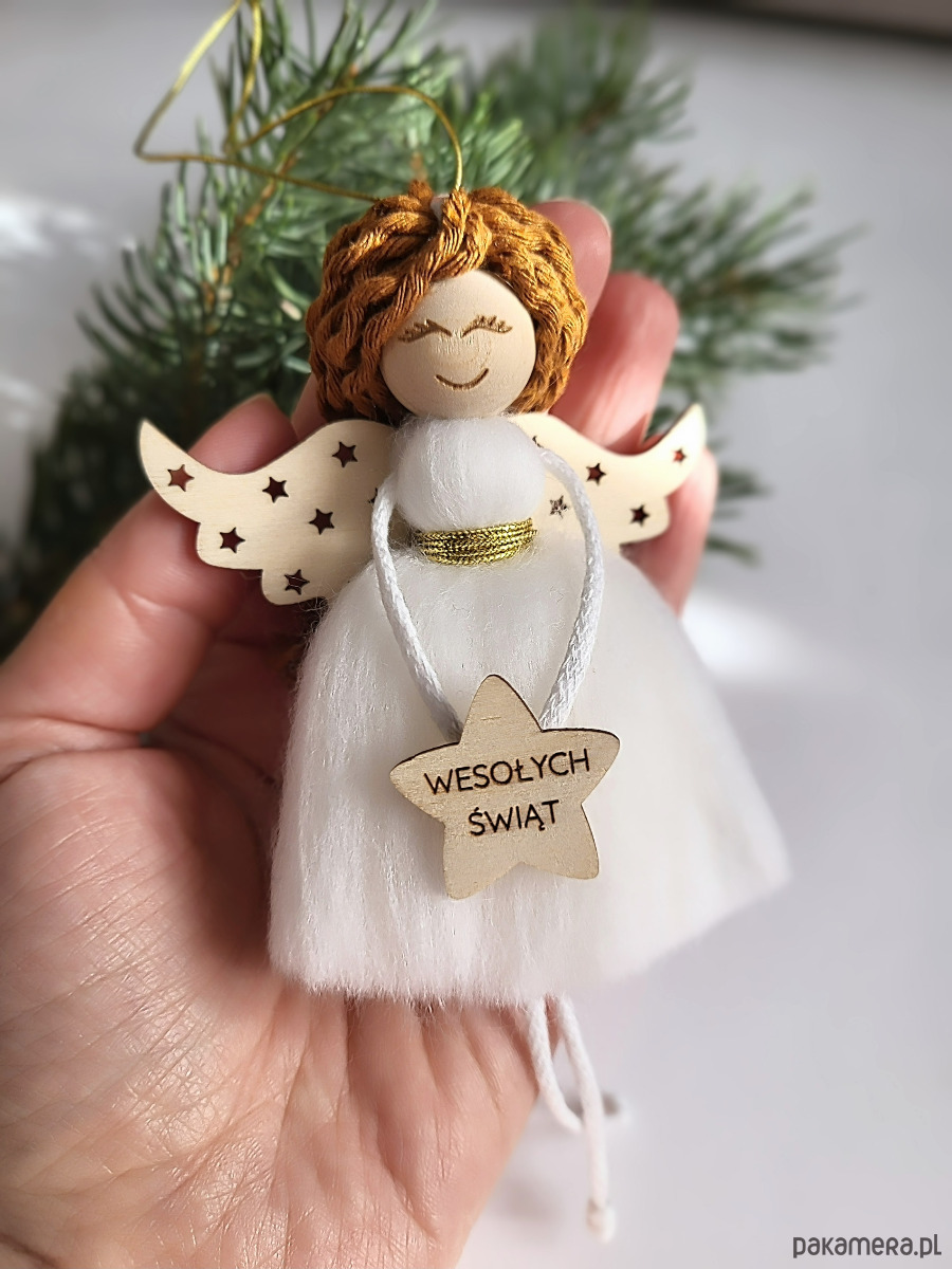 ozdoby choinkowe Aniołki na choinkę, zawieszki świąteczne. Box 3 sztuki 1