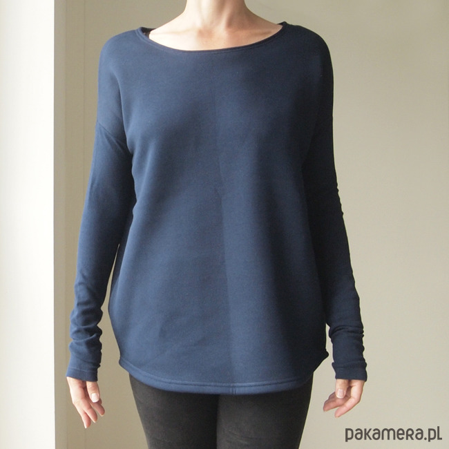 bluza bez kaptura damska Gruby Wąski rękaw Granat 2