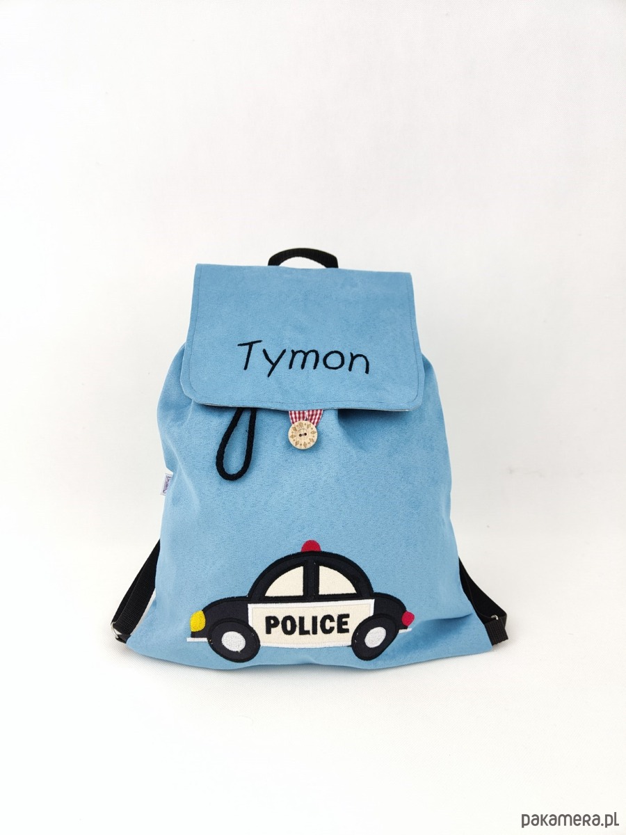 torebki, worki i plecaki dziecięce Prezent dla chłopca - plecak z radiowozem i imieniem 4