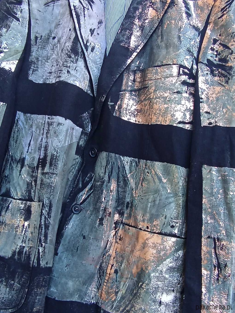 marynarki damskie Upcyclingowa marynarka z ręcznym nadrukiem UV  4