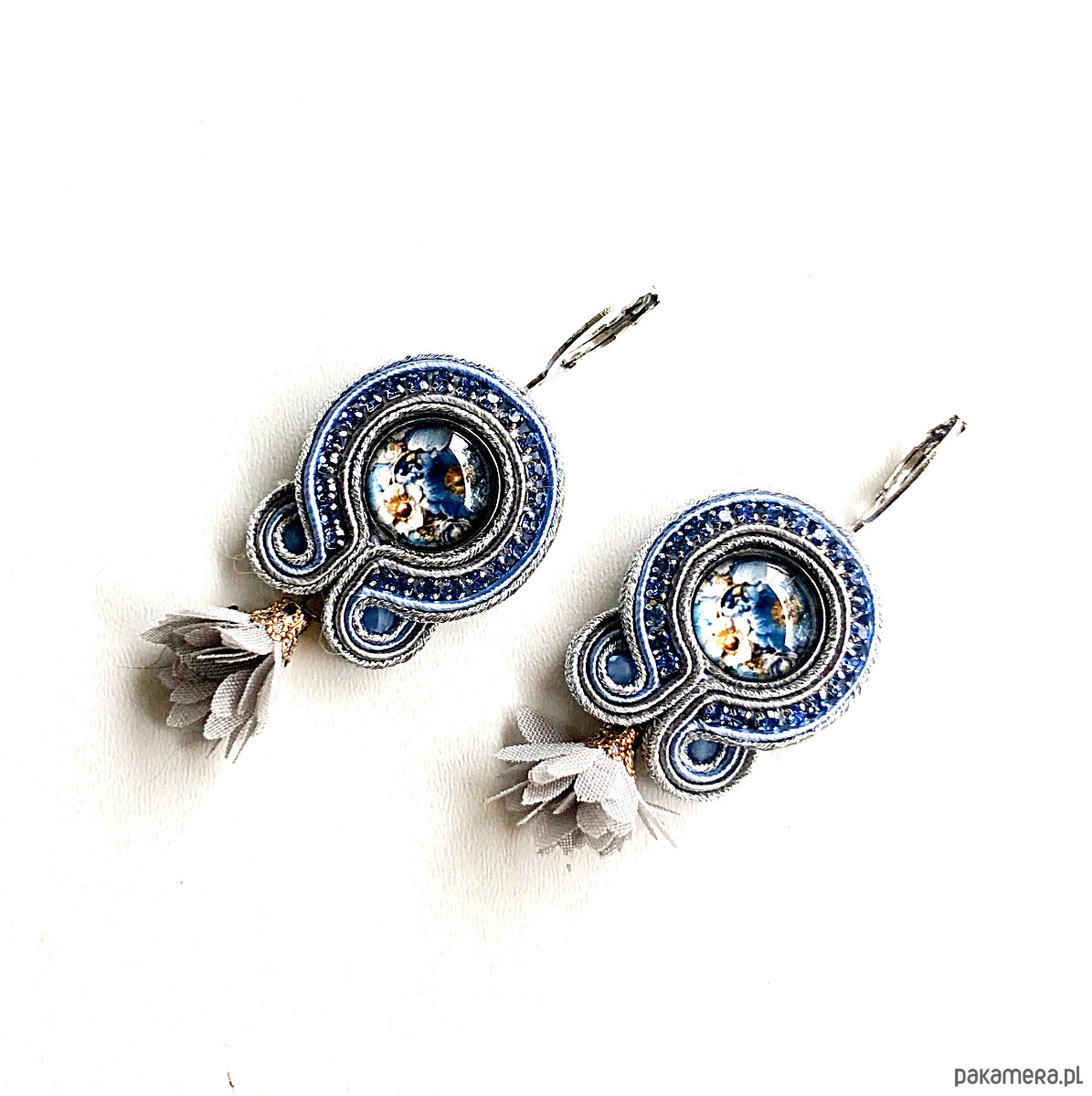 kolczyki soutache Sutaszowe kolczyki SIDI BOU SAID z kwiatami 1