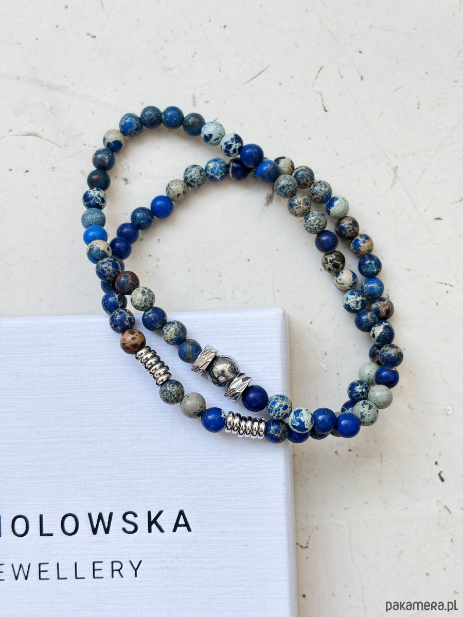 biżuteria męska Zestaw męskich bransoletek Jaspis Cesarski Granat 3