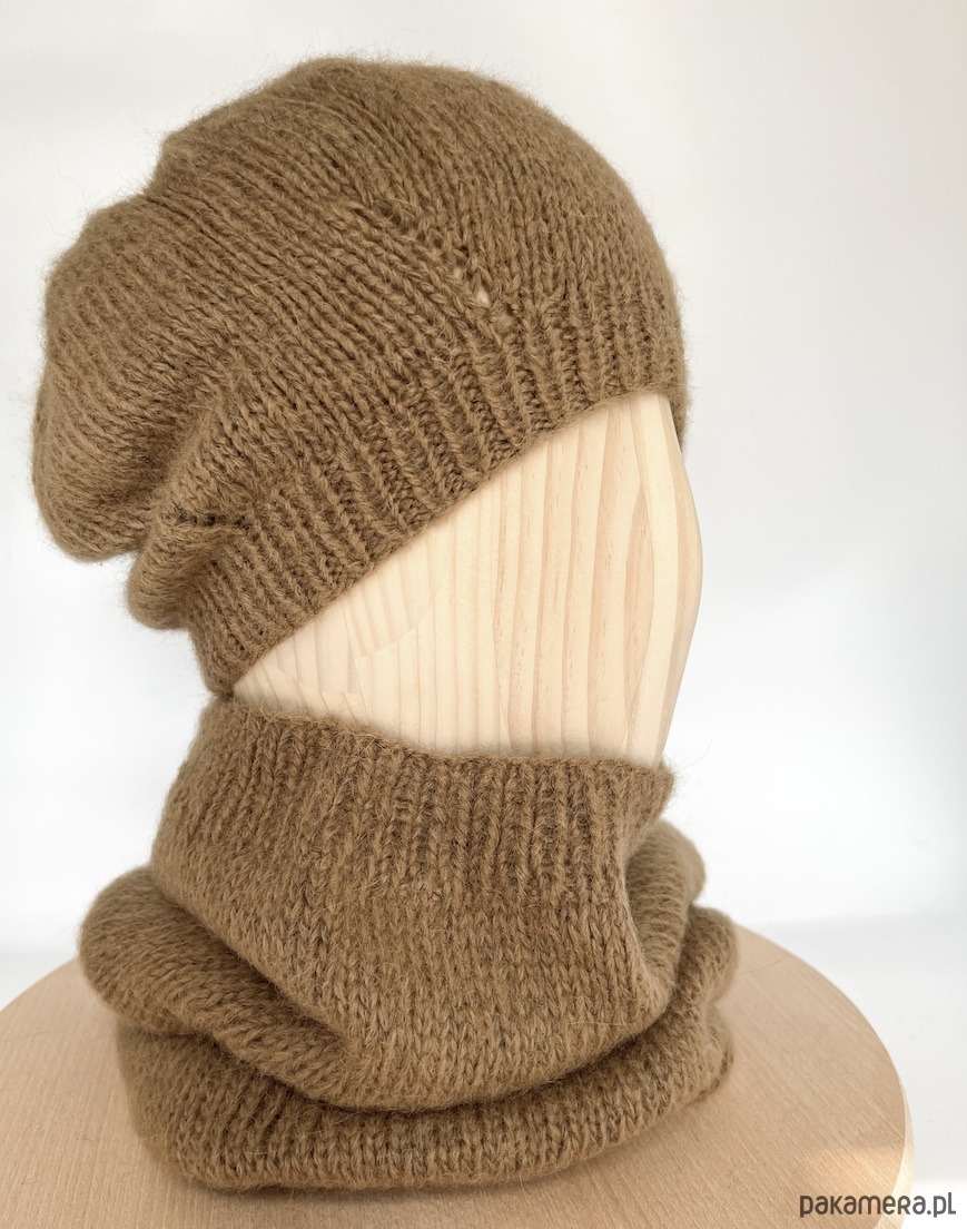 czapki damskie Camelowa czapka beretowa z wełny alpaki Parisian 7
