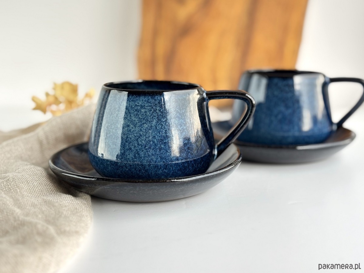 filiżanki Zestaw dla dwojga - Filiżanka Beczułka ze spodkiem 250 ml - Nocne Niebo 1