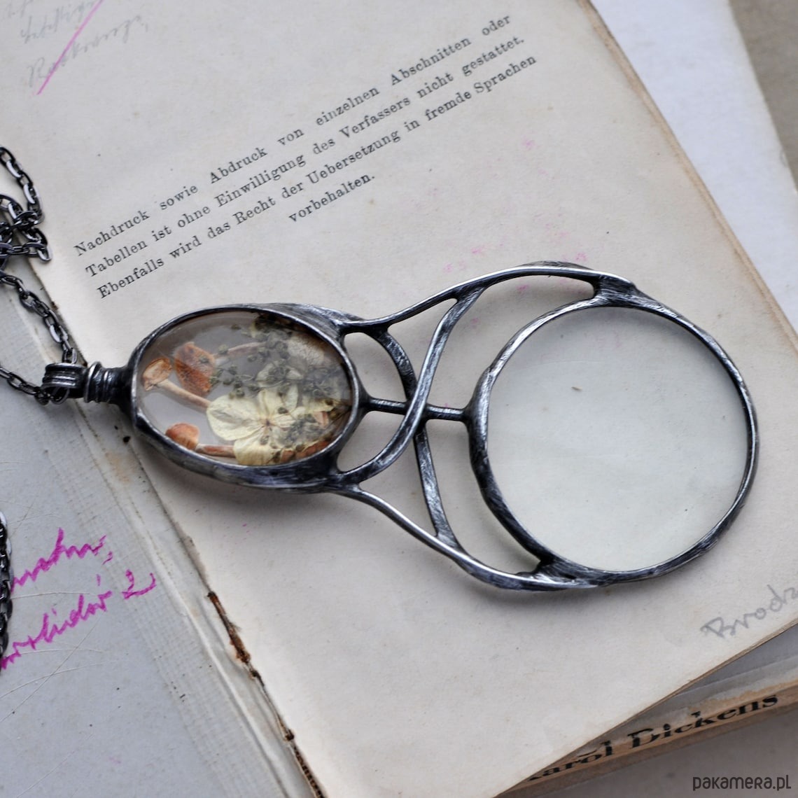 wisiory Naszyjnik lupa grzybiarka 4