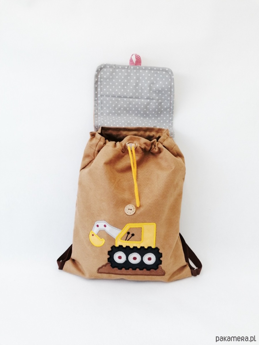 torebki, worki i plecaki dziecięce Prezent z imieniem dla chłopca - plecak z koparką 2
