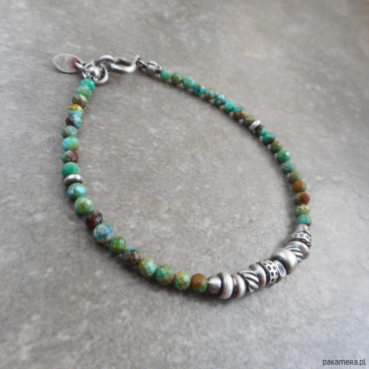 bransoletki z kamieni naturalnych Bransoletka z turkusami srebro 925 1