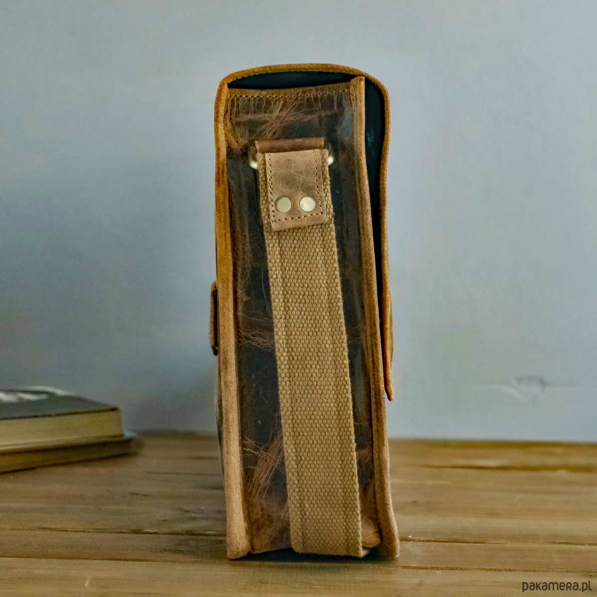 torby i nerki męskie Belveder Brązowa Torba Listonoszka Męska z Klapą Skóra Buffalo Vintage LB37 5