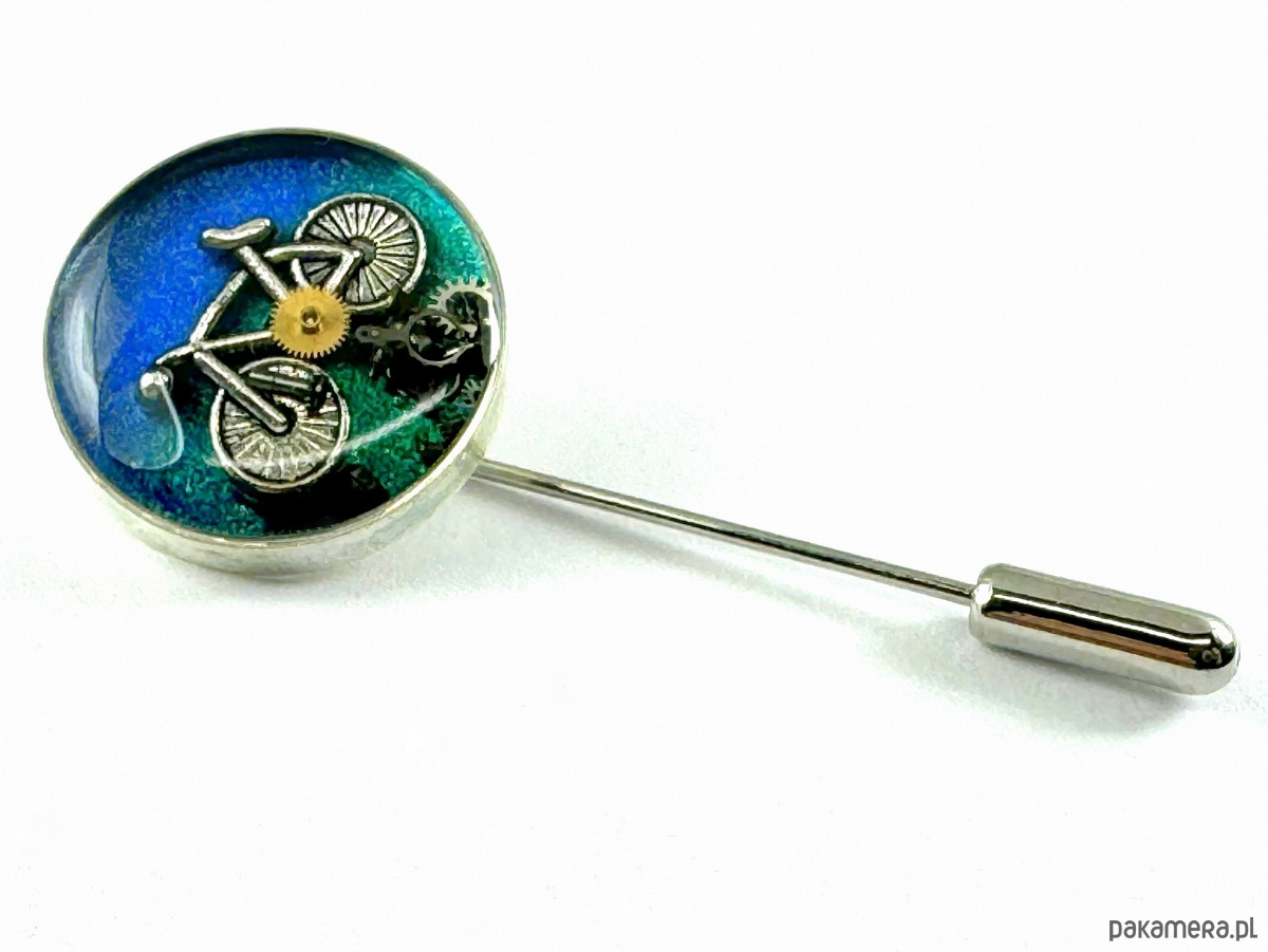 biżuteria męska SZPILKA DO BUTONIERKI - Rowerek (blue) - unikat 1