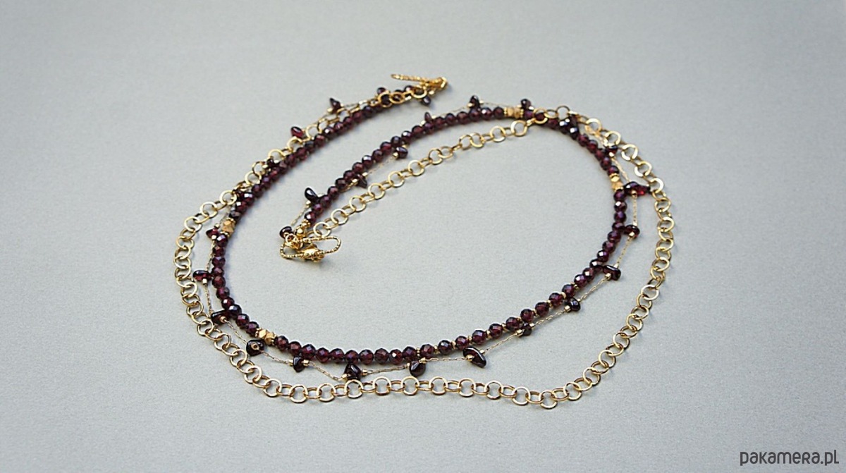 korale Triple - Granaty /naszyjnik/  - Szlachetna kolekcja 2