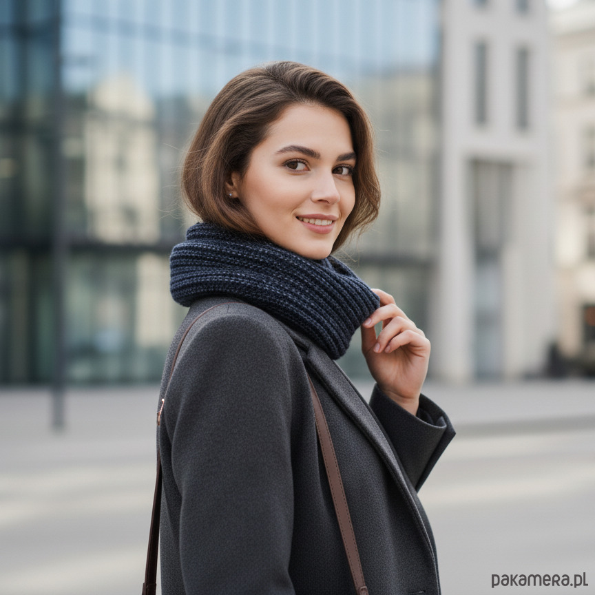 szale damskie Komin damski granatowy szal Wełniany Alpaka 3