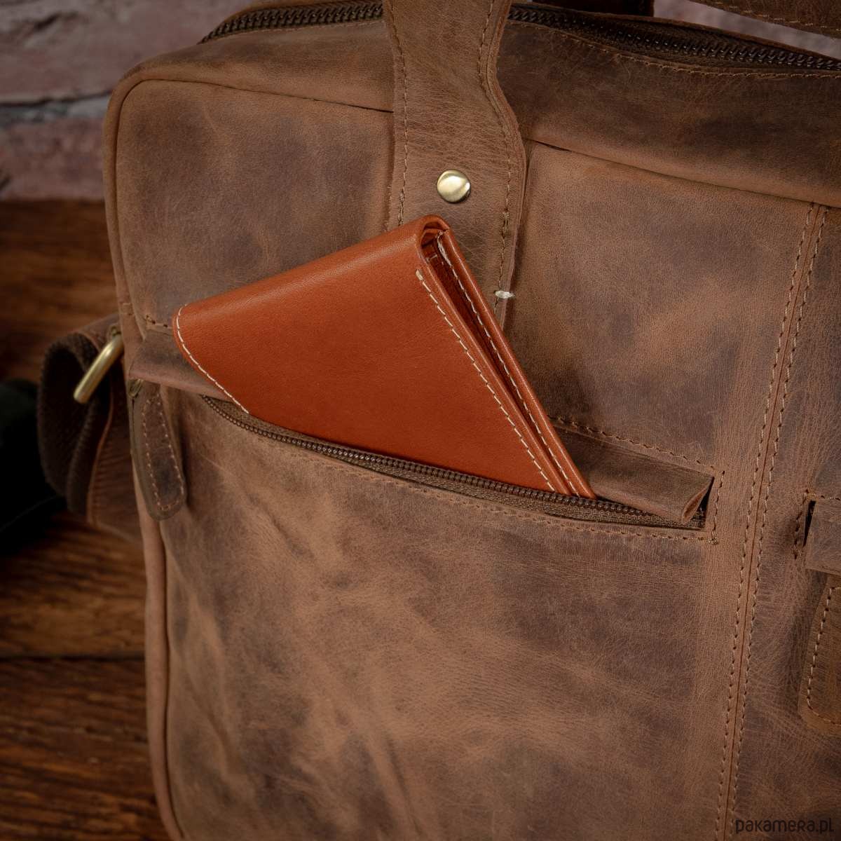 torby i nerki męskie Brązowa Torba Męska Skóra Vintage na Laptopa 15,6 Belveder BL131 8