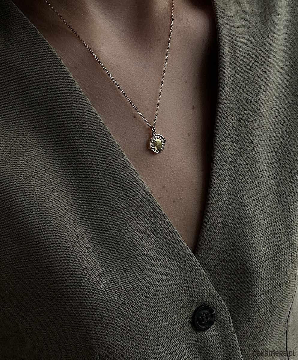 złote naszyjniki Złoty obrotowy dwustronny naszyjnik z księżycem i słońcem 2