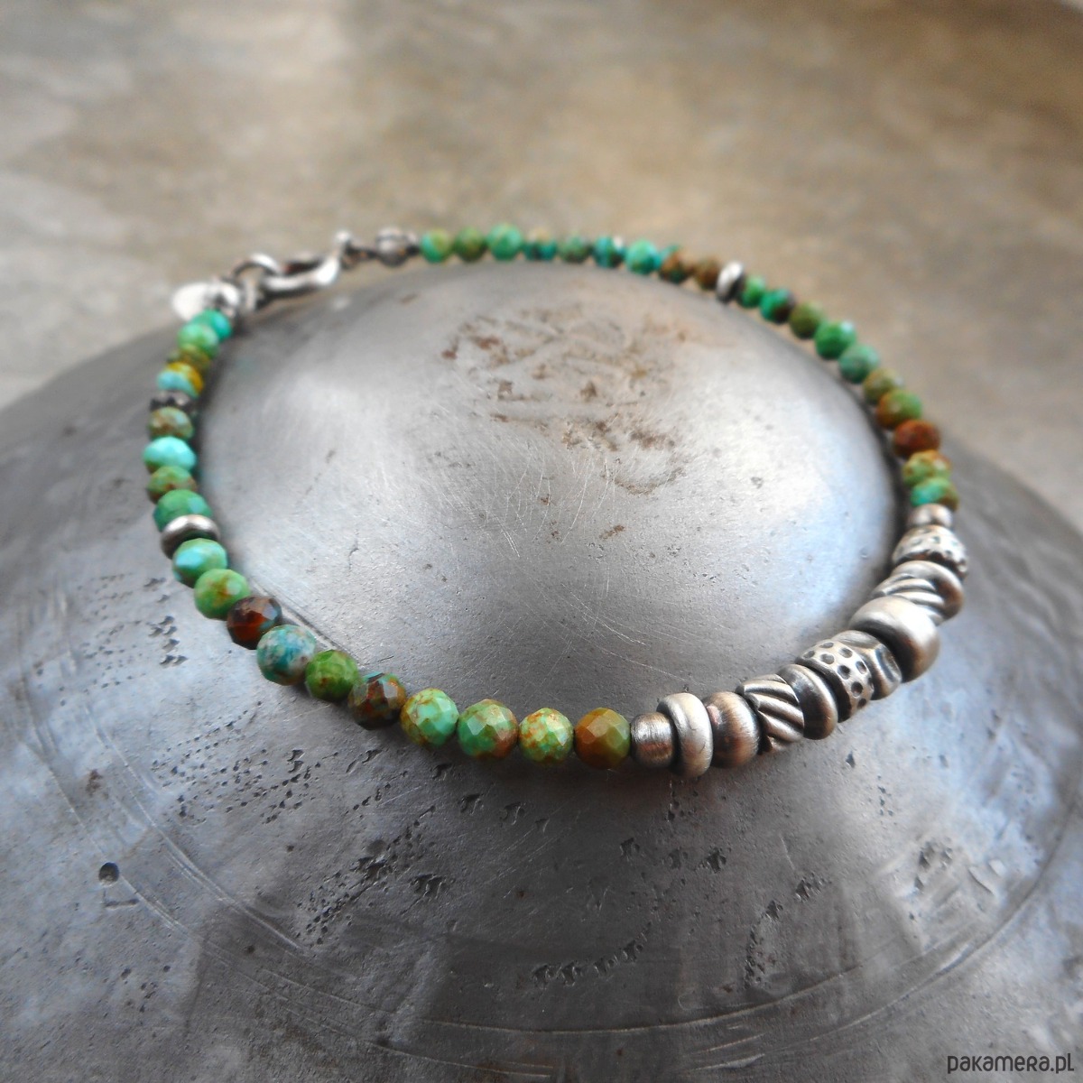 bransoletki z kamieni naturalnych Bransoletka z turkusami srebro 925 3