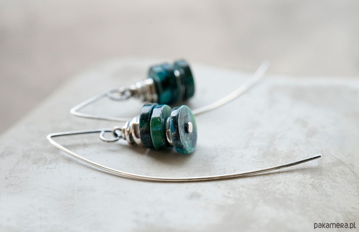 kolczyki srebrne LAGO - srebro i chryzokola 1