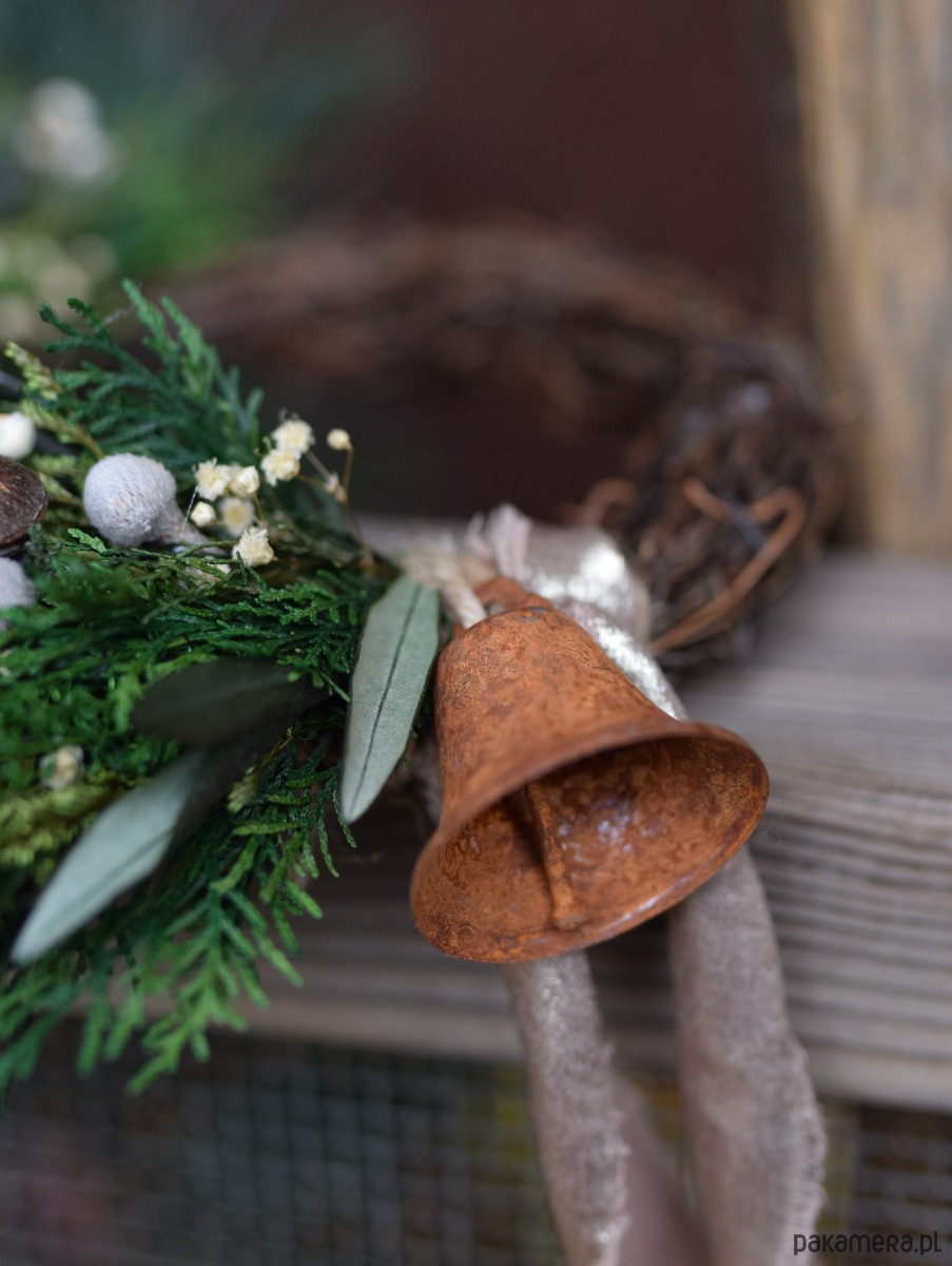 wianki bożonarodzeniowe Wianek świąteczny z stabilizowanych i suszonych roślin 4
