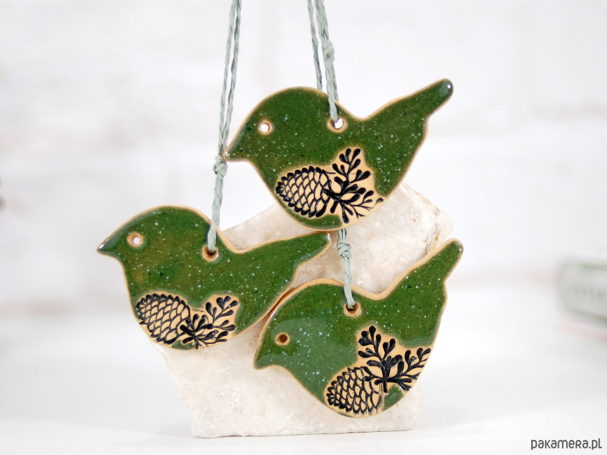 ozdoby choinkowe Ceramiczne ozdoby choinkowe - kolorowe ptaszki 7