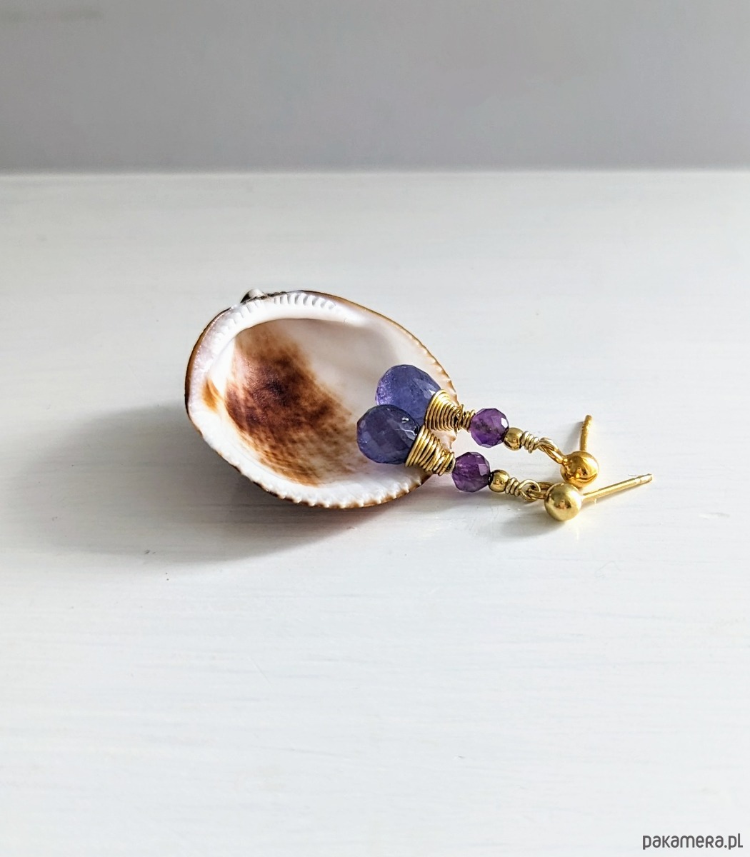 kolczyki pozłacane Tanzanitki, srebrne kolczyki 3