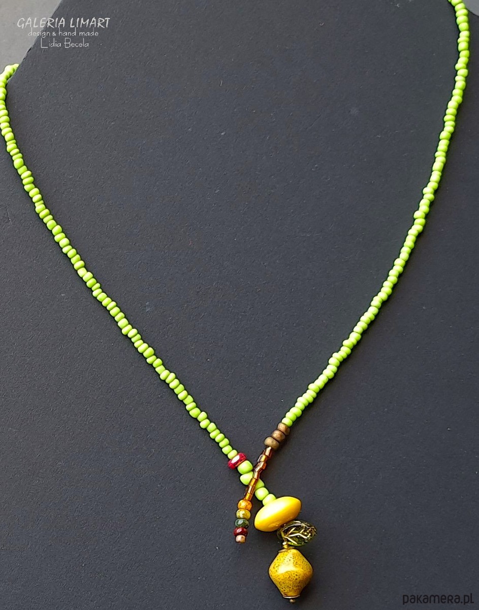 chokery Boho, uroczy naszyjnik z drobnych koralików z cytryną, PREZENT handmade 9