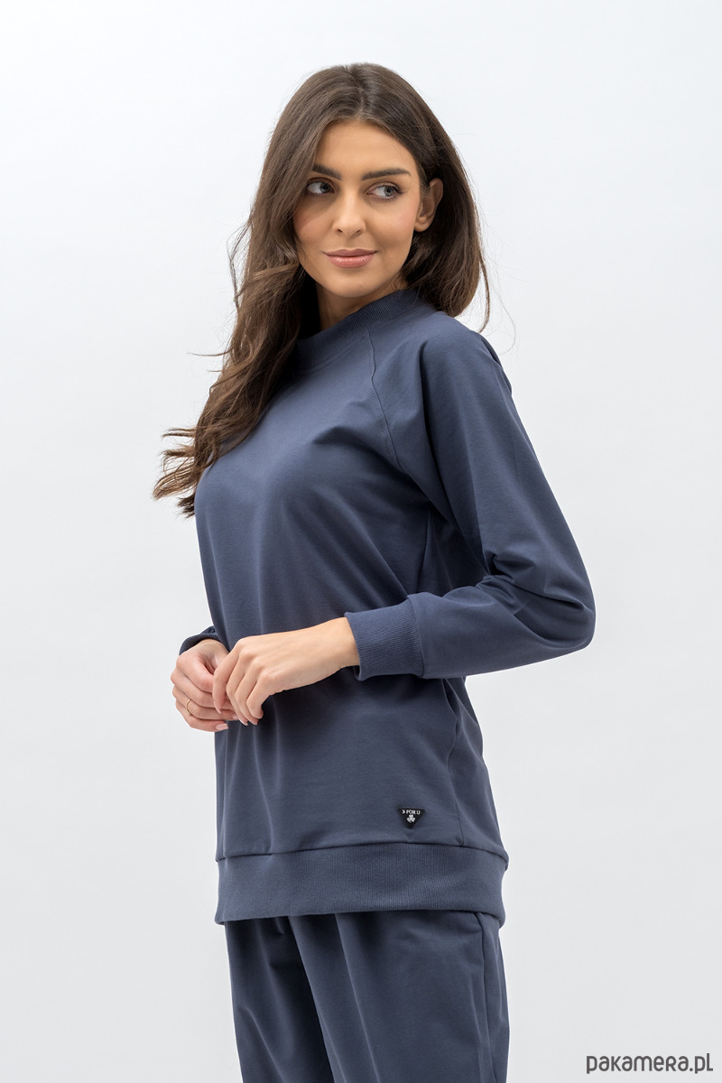 bluza bez kaptura damska Bluza damska raglan basic ,,ADALET" grafit 1