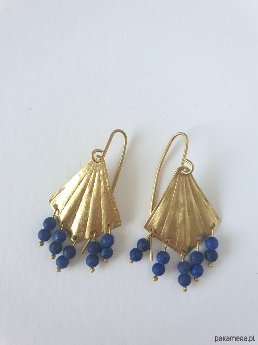kolczyki z kamieniami Kolczyki ORIGAMI wachlarze z lapis lazuli 1