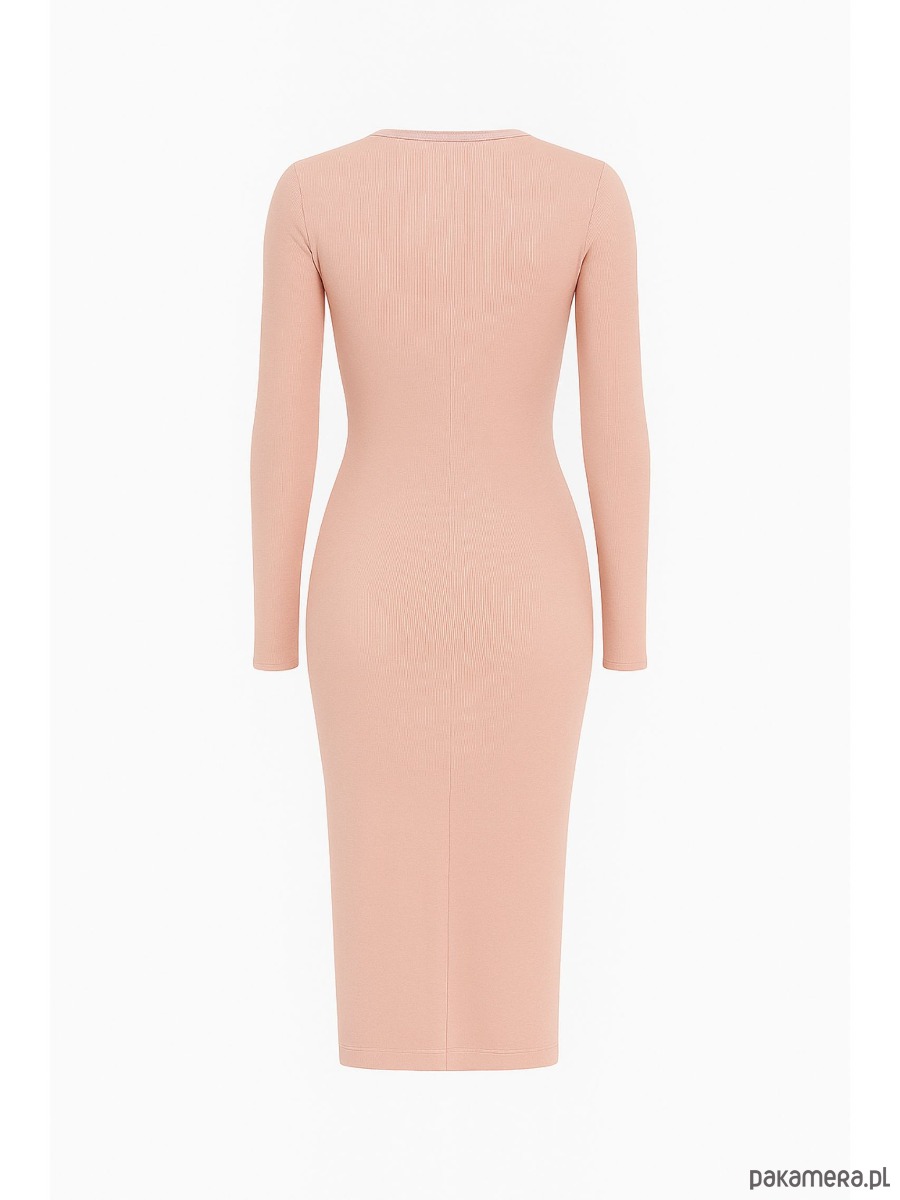 sukienki midi damskie Sukienka pudrowy róż YY100189_RAL3012 2